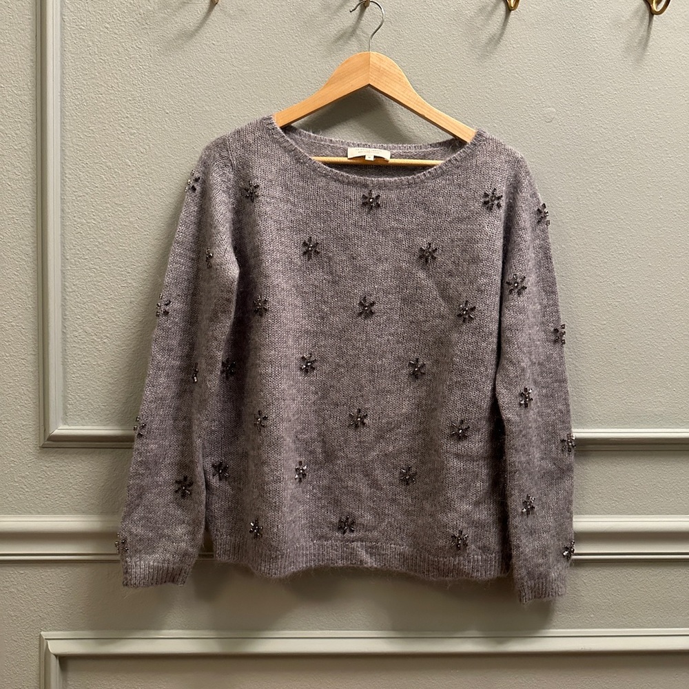 Sezane Gray Sweater with Embellishments